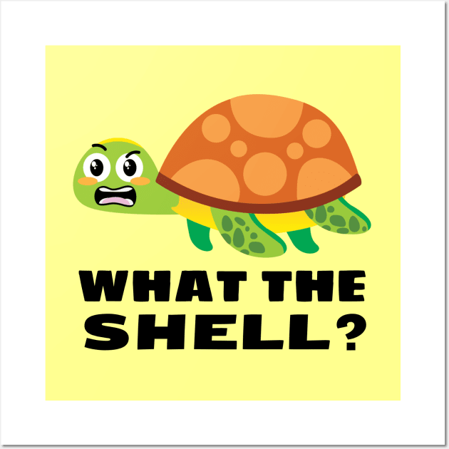 What the Shell? - Turtle Pun Wall Art by Allthingspunny